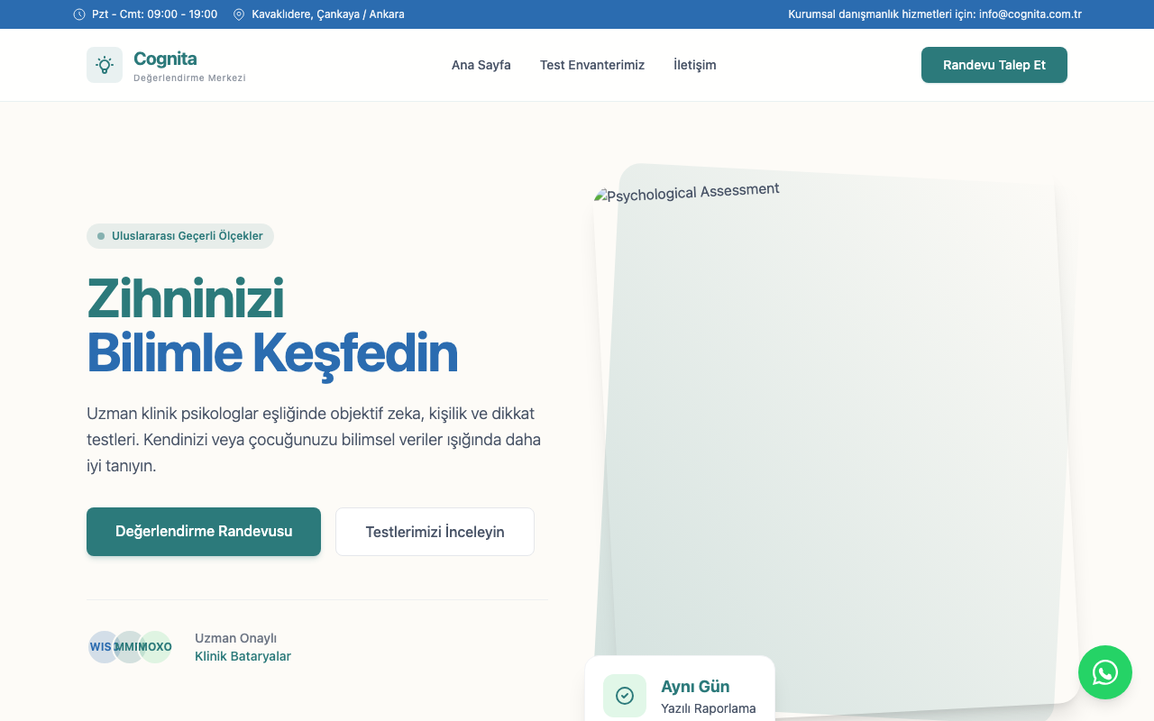 Cognita | Psikolojik Test & Değerlendirme Merkezi