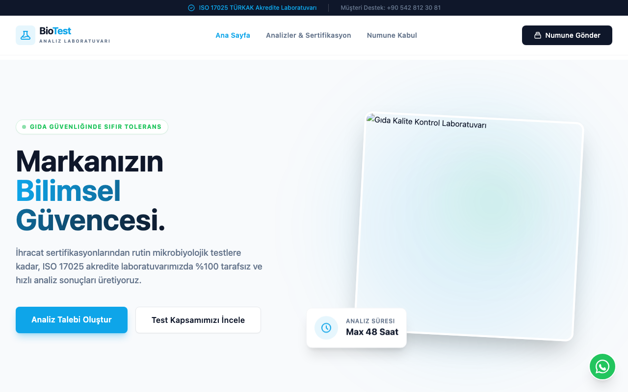 BioTest | Özel Gıda Kalite ve Analiz Laboratuvarı