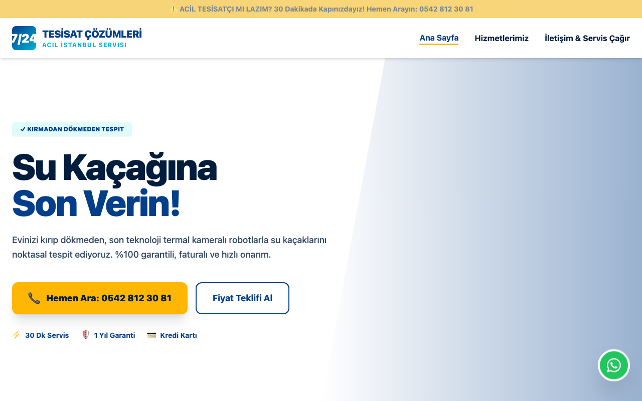 7/24 Tesisat | İstanbul Acil Tesisat Çözümleri