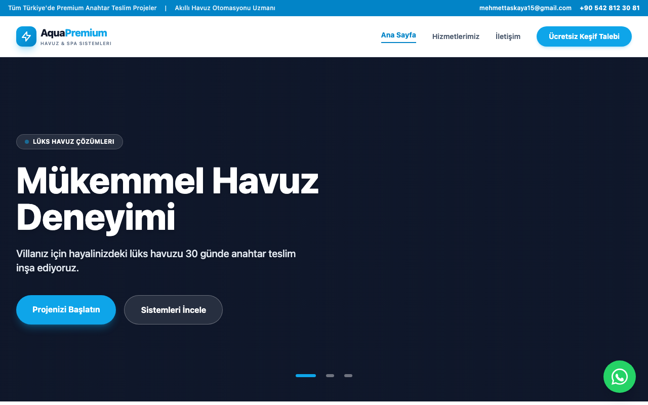 AquaPremium | Lüks Havuz Yapımı & Profesyonel Bakım